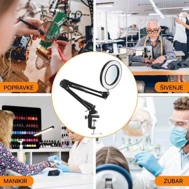 Stona LED lampa sa lupom HQ crna - 607346