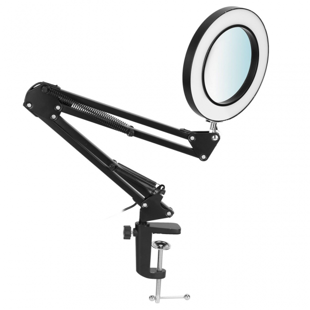 Stona LED lampa sa lupom HQ crna - 207892