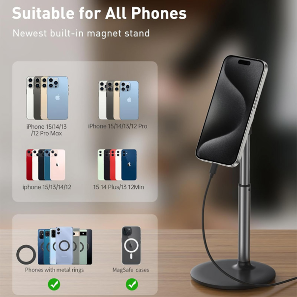 Stoni držač za telefon MAGSAFE sa podesivom visinom H048 crni - 614465