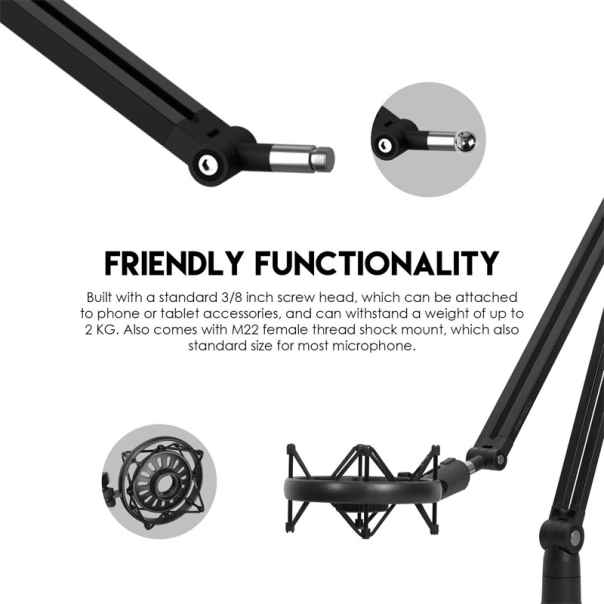 Studijski stalak za mikrofonon Fantech AC902s Microfone boom arm crni - G214445