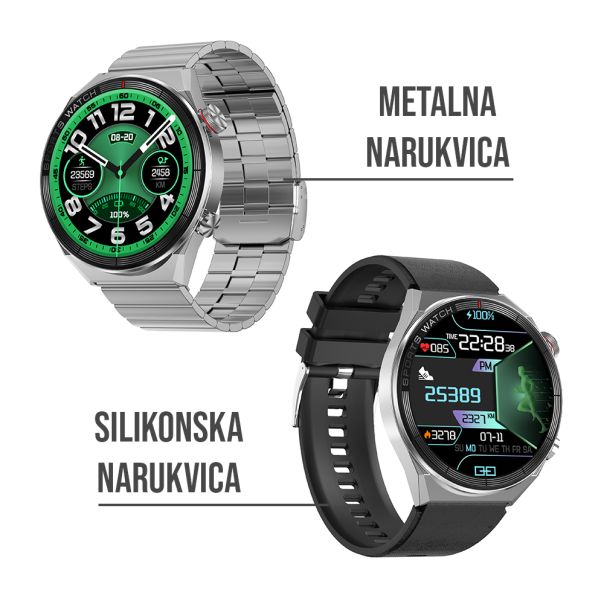 Pametni sat DT3 Mate metalna i silikonska narukvica, srebrna - SW278