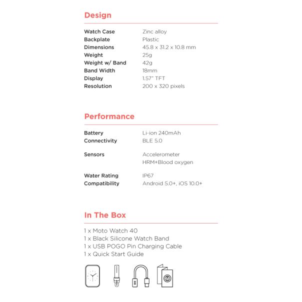 MOTOROLA Pametni sat Moto Watch 40, crna - SW415