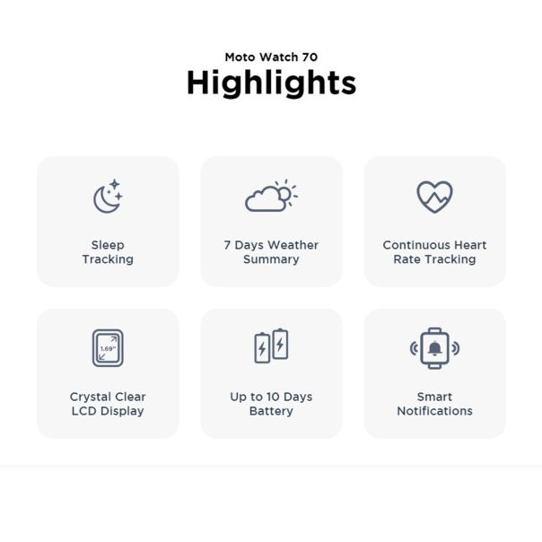 MOTOROLA Pametni sat Moto Watch 70, crna - SW416