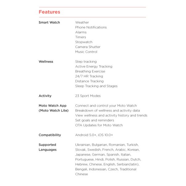 MOTOROLA Pametni sat Moto Watch 70, crna - SW416