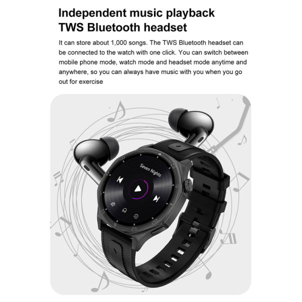 Pametni sat DT5, crna (crna silikonska i braon kozna narukvica) - SW422