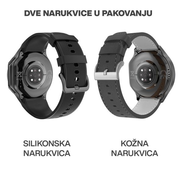 Smart watch DT Watch X crni (crna silikonska i crna kozna narukvica) - EP2901232