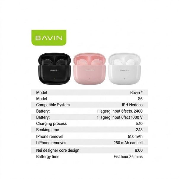 Bavin slušalice wireless earbuds crna - BA-61 - EP3145438