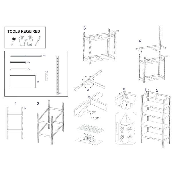 eHomeStorage Garažna metalna polica 180x100x50cm 5 nivoa - T32-STORAGE