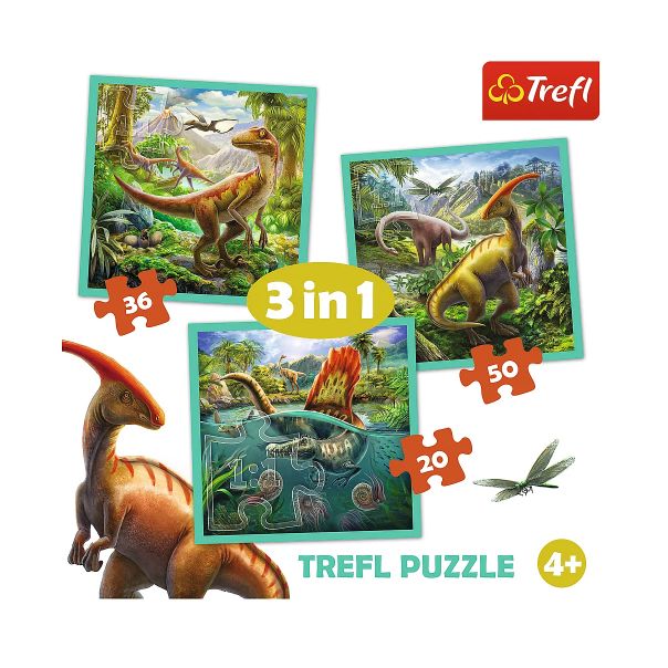 TREFL Puzzle Svet Dinosaurusa 3u1 (20,36,50 delova) - T34837