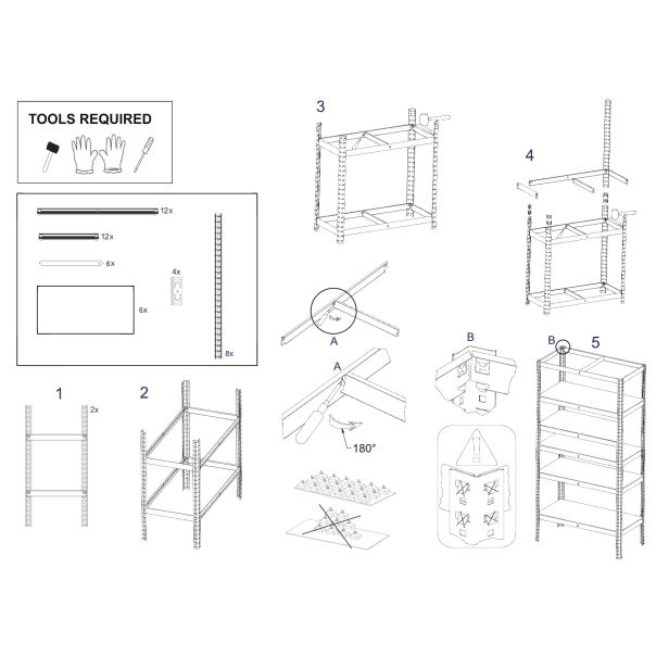 eHomeStorage Garažna metalna polica 200x100x50cm 6 nivoa - T34-STORAGE