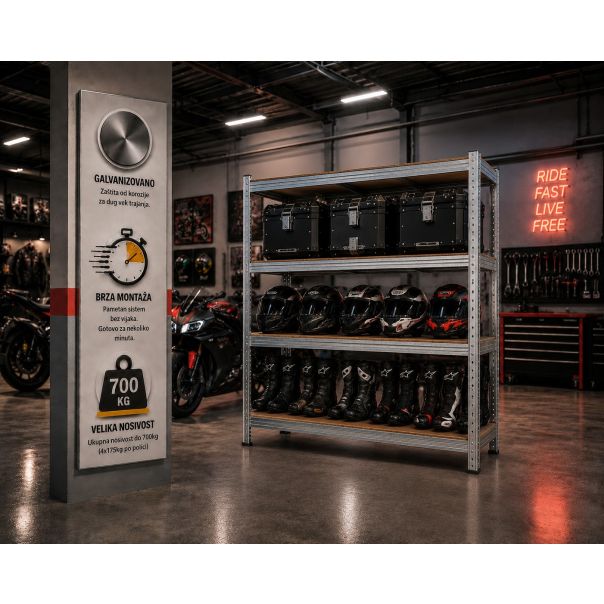 eHomeStorage Garažna metalna polica na 4 nivoa 160x160x40cm - T36-STORAGE