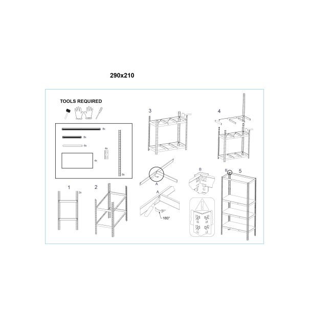 eHomeStorage Garažna metalna polica na 4 nivoa 160x160x40cm - T36-STORAGE