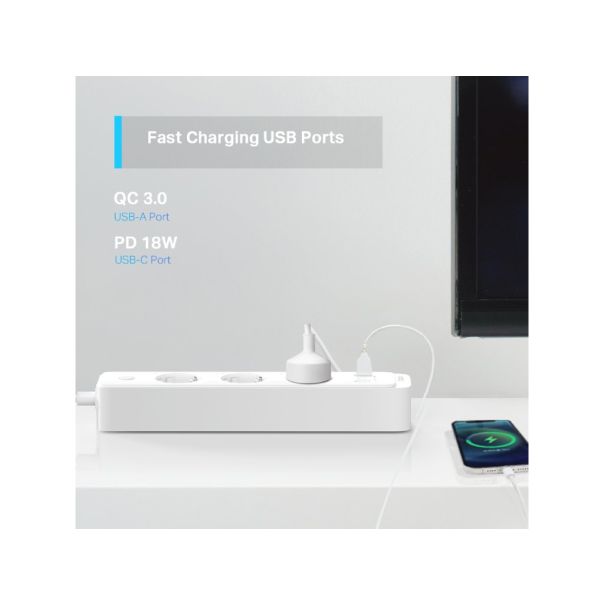 TP LINK Pametni produžni kabel TAPO P300/3uticna mesta, bela - TAPO P300