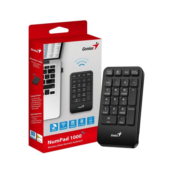 GENIUS Bežična numerička tastatura NumPad 1000, crna - TAS01314