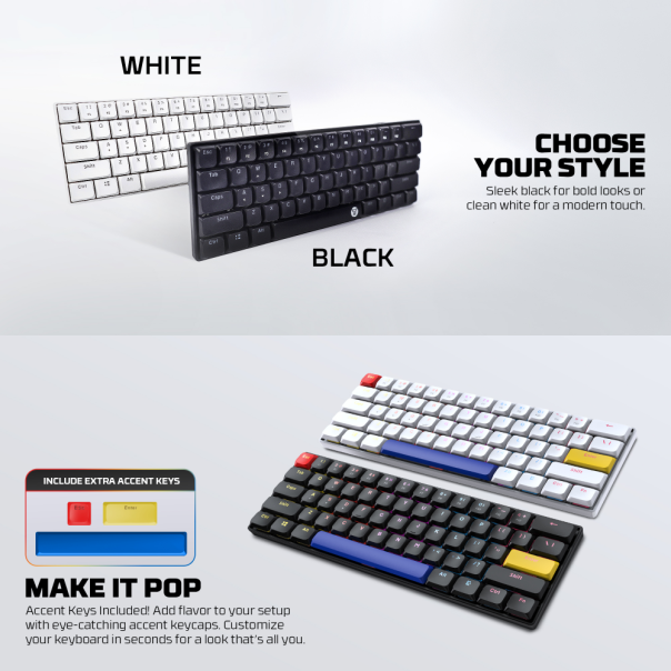 Tastatura mehanička Gaming Fantech MK311 RGB Atom AIR 61 bela (red switch) - 222339