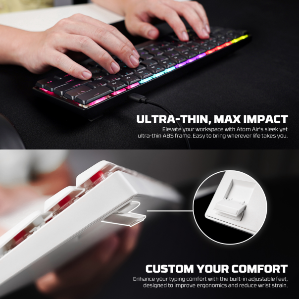 Tastatura mehanička Gaming Fantech MK311 RGB Atom AIR 61 bela (red switch) - 222339