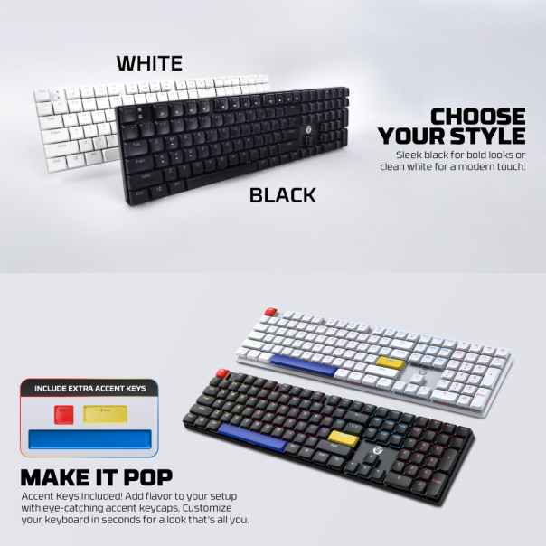 Tastatura mehanička Gaming Fantech MK314 RGB Atom AIR 108 bela (red switch) - 222634