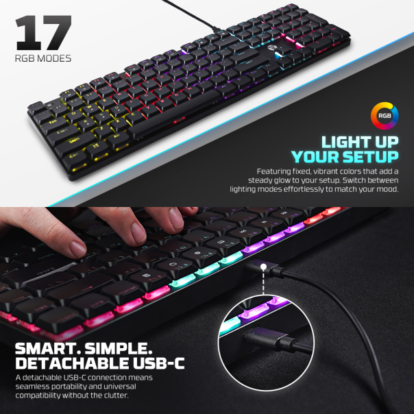 Tastatura mehanička Gaming Fantech MK314 RGB Atom AIR 108 bela (red switch) - 222634