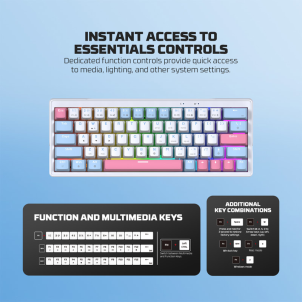 Tastatura mehanička Gaming Fantech MK611 Atom x63 AME bela (taro switch) - G223706