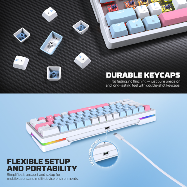 FANTECH Gejmerska mehanicka tastatura MK611 Atom X63 Plava Rosie switch - 223709