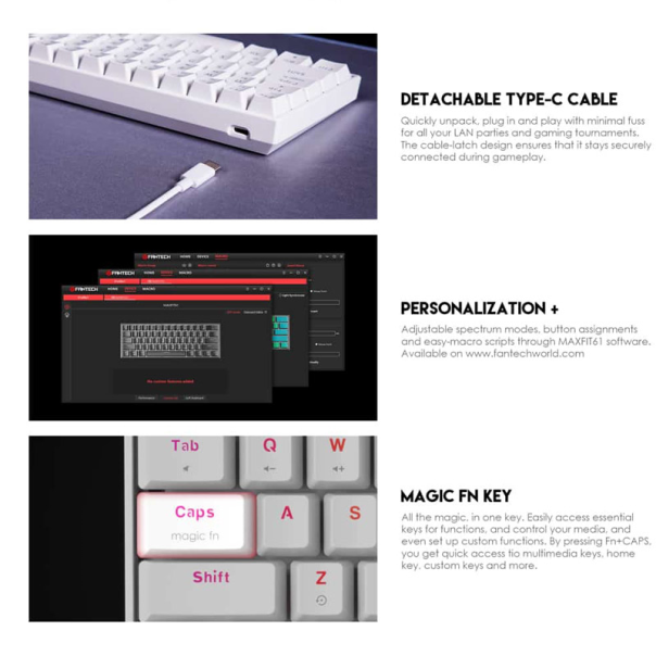 Tastatura mehanička Gaming Fantech MK857 RGB Maxfit61 FROST Space edition (Blue Switch) - G204521