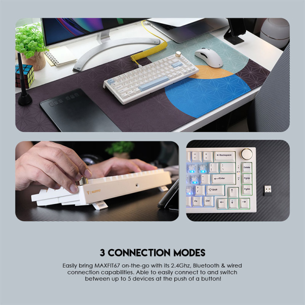 Tastatura mehanička Gaming Fantech MK858 RGB MaxFit67 space edition (white switch) - G99936