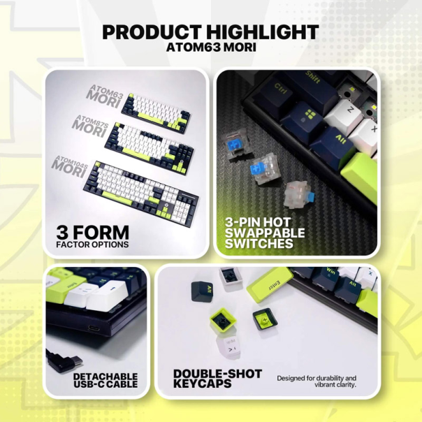 Tastatura mehanička Gaming Fantech MK874V2 RGB Atom 63 Mori bela (blue switch) - G621920