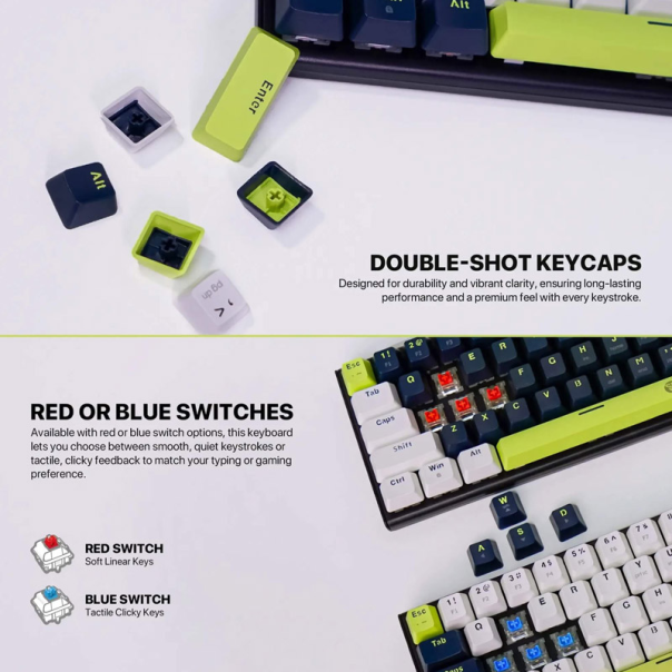 Tastatura mehanička Gaming Fantech MK874V2 RGB Atom 63 Mori bela (blue switch) - G621920