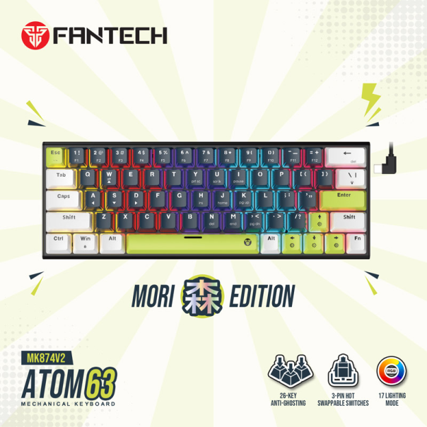 Tastatura mehanička Gaming Fantech MK874V2 RGB Atom 63 Mori plava (blue switch) - G221862