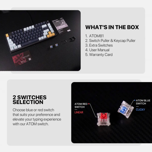 Tastatura mehanička Gaming Fantech MK875 RGB Atom 81 Navy (RED switch) - G214009