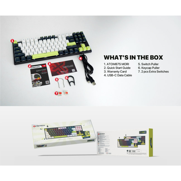 Tastatura mehanička Gaming Fantech MK877S RGB Atom 87S Mori bela (red switch) - G221863