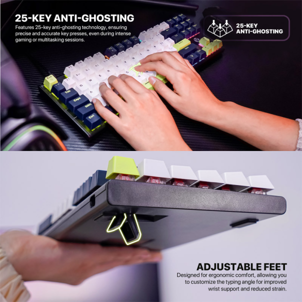 Tastatura mehanička Gaming Fantech MK877S RGB Atom 87S Mori plava (blue switch) - G221864