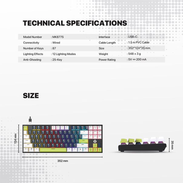 Tastatura mehanička Gaming Fantech MK877S RGB Atom 87S Mori plava (blue switch) - G221864