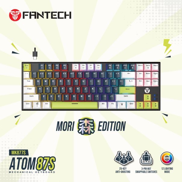 Tastatura mehanička Gaming Fantech MK877S RGB Atom 87S Mori plava (blue switch) - G221864