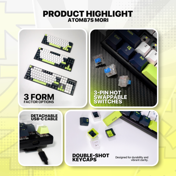 Tastatura mehanička Gaming Fantech MK877S RGB Atom 87S Mori plava (Blue switch) - 221864