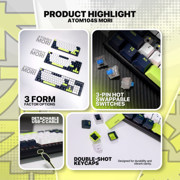 FANTECH Gejmerska Mehanicka Tastatura MK878s Mori Atom104S (Red switch) - 221865