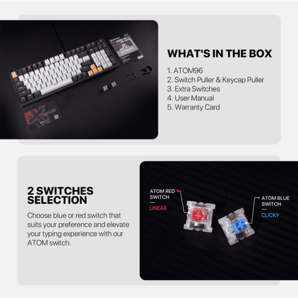 Tastatura mehanička Gaming Fantech MK890 RGB Atom MK96 SkyBlue (Blue switch) - G216762