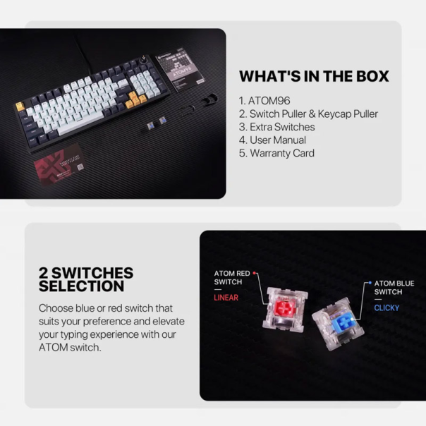 Tastatura mehanička Gaming Fantech MK890 RGB Atom MK96 SkyBlue (Red switch) - G216763