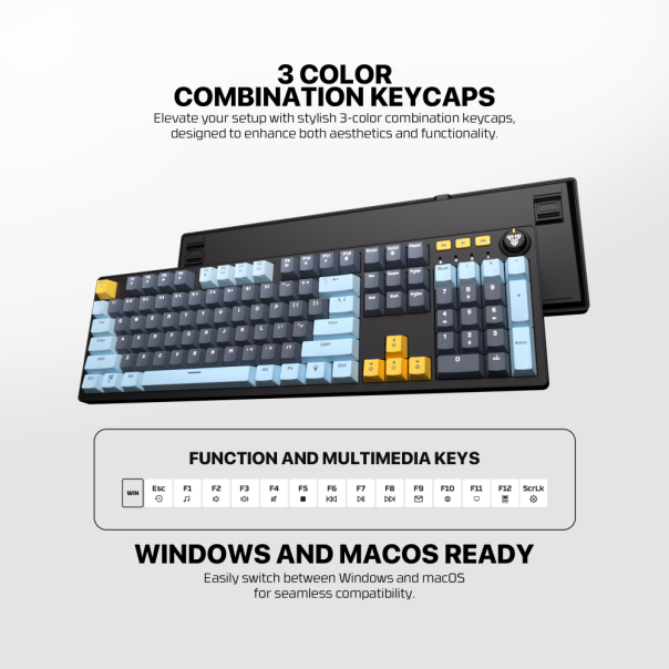 Tastatura mehanička Gaming Fantech MK893S RGB Atom 107S MIZU Navy (Blue switch) - 222340