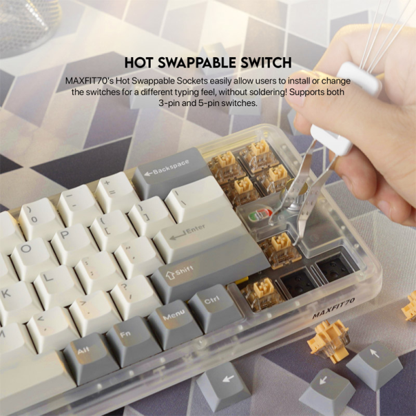 Tastatura mehanička Gaming Fantech MK911 RGB Vibe Maxfit 70 London Tour Wireless (Yellow switch) - G211107