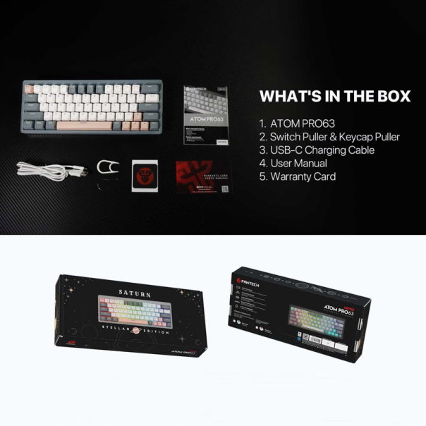 Tastatura mehanička Gaming Fantech MK912 RGB ATOM PRO63 Wireless Saturn (red switch) - G216167