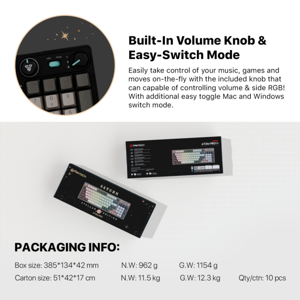 Tastatura Mehanicka Gaming Fantech MK914 RGB Atom PRO96 Wireless Mercury (blue switch) - 216764