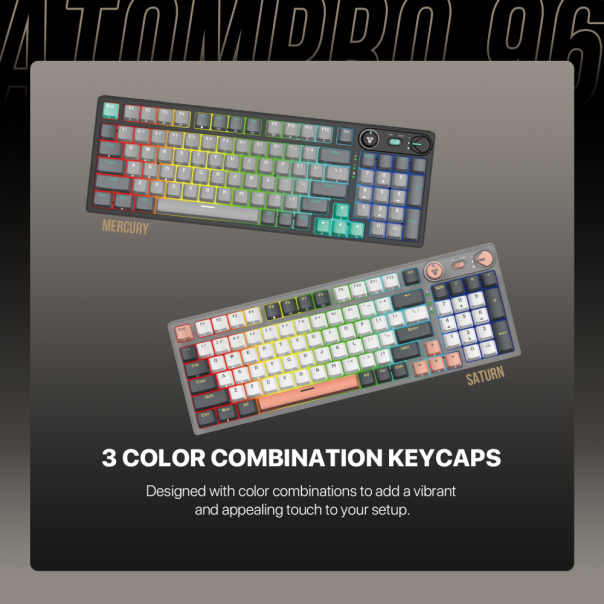 Tastatura Mehanicka Gaming Fantech MK914 RGB Atom PRO96 Wireless Mercury (blue switch) - 216764