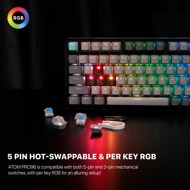 Tastatura Mehanicka Gaming Fantech MK914 RGB Atom PRO96 Wireless Saturn (red switch) - 217307