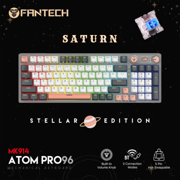 Tastatura mehanička Gaming Fantech MK914 RGB Atom PRO96 Wireless Saturn (blue switch) - G216765