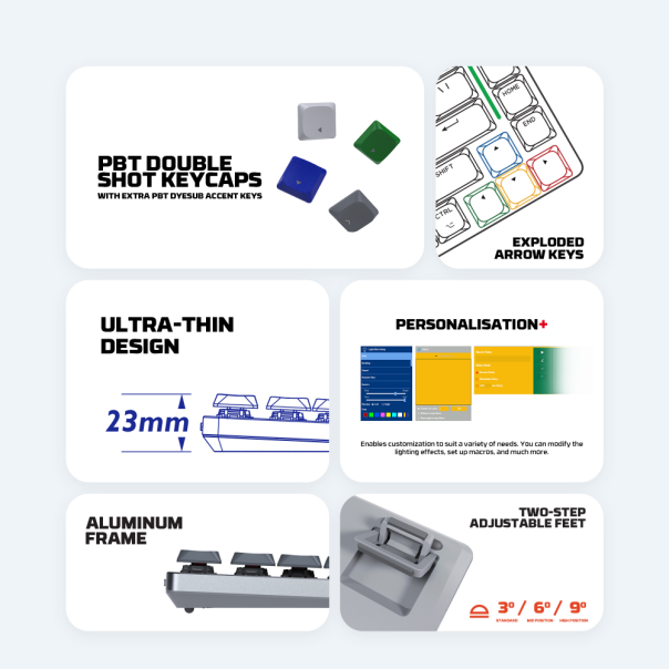 Tastatura Mehanicka Gaming Fantech MK916 RGB Maxfit AIR99 Wireless grey (brown switch) - 218381