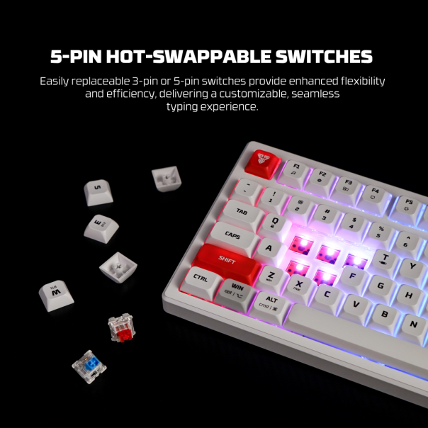 Tastatura mehanička Gaming Fantech MK917 RGB Atom PRO79 Wireless bela (Blue switch) - 220816