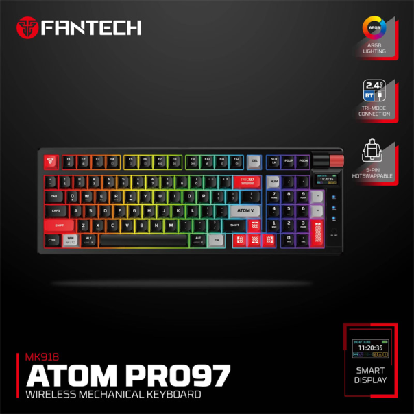 Tastatura mehanička Gaming Fantech MK918 RGB Atom PR097 Wireless crna (blue  switch) - G220818