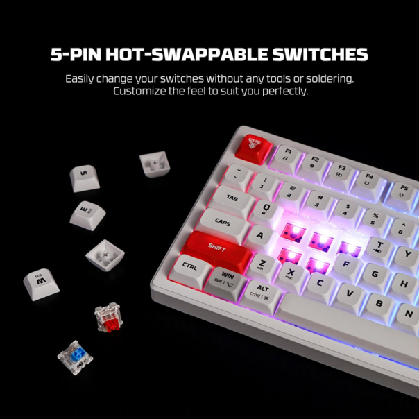Tastatura mehanička Gaming Fantech MK918 RGB Atom PRO097 Wireless bela (blue switch) - G220820