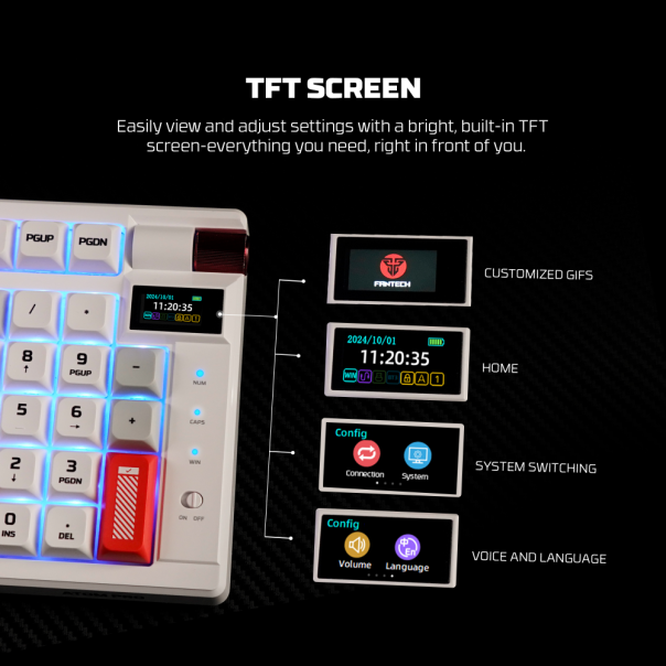 Tastatura mehanička Gaming Fantech MK918 RGB Atom PRO97 Wireless crna (Red switch) - 220819